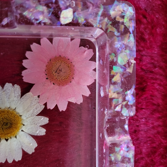 Handcrafted Flowers Candy Dish Ashtray Resin Art Stars Glitter - Picture 7 of 13